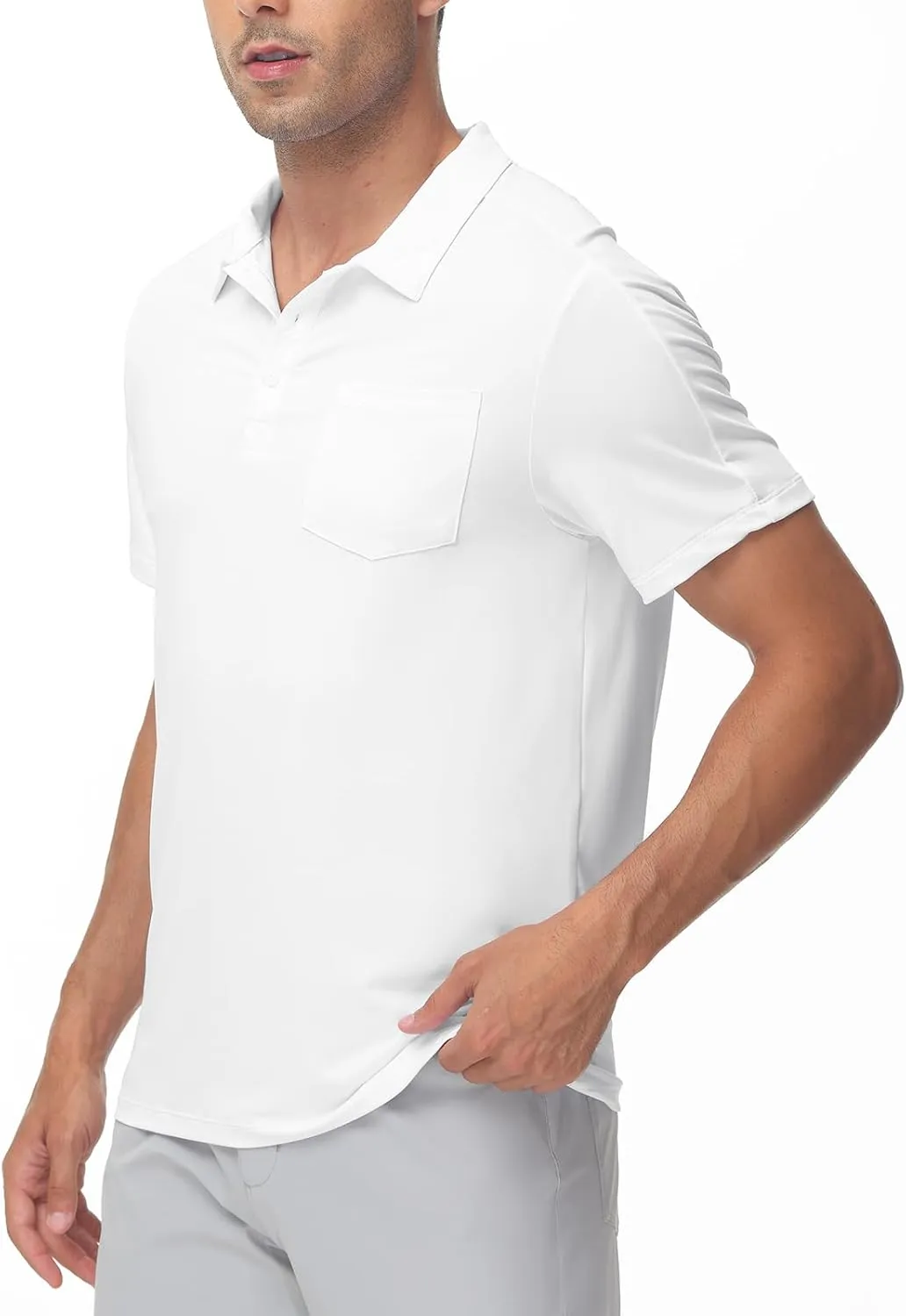 TBMPOY Men's Polo Shirts Short Sleeves with Pocket Lightweight Quick Dry Outdoor Casual Work Golf Sports Shirt