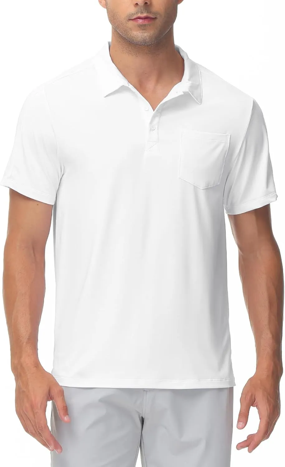 TBMPOY Men's Polo Shirts Short Sleeves with Pocket Lightweight Quick Dry Outdoor Casual Work Golf Sports Shirt