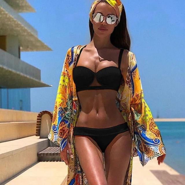 TeLaura 2018 Sexy Bikini Swimwear Women Swimsuit Push Up Bandage Bikini Set Hollow Out Beachwear Biquini Bathing Suit Female