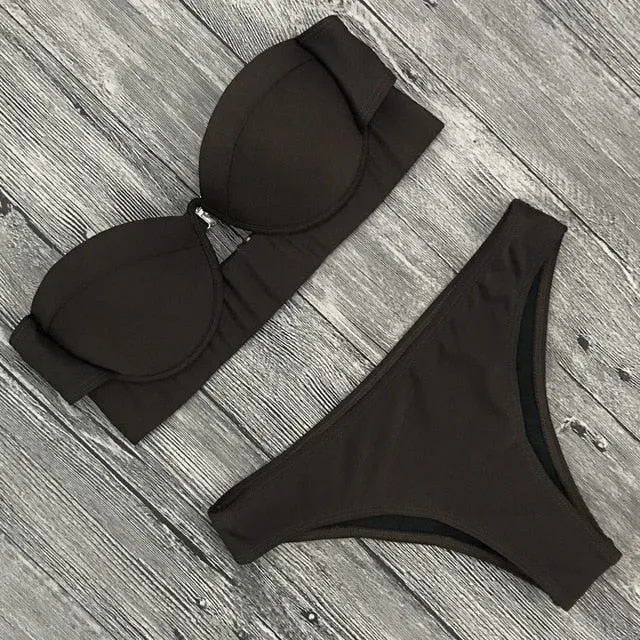 TeLaura 2018 Sexy Bikini Swimwear Women Swimsuit Push Up Bandage Bikini Set Hollow Out Beachwear Biquini Bathing Suit Female