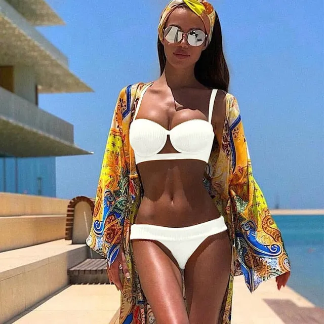 TeLaura 2018 Sexy Bikini Swimwear Women Swimsuit Push Up Bandage Bikini Set Hollow Out Beachwear Biquini Bathing Suit Female