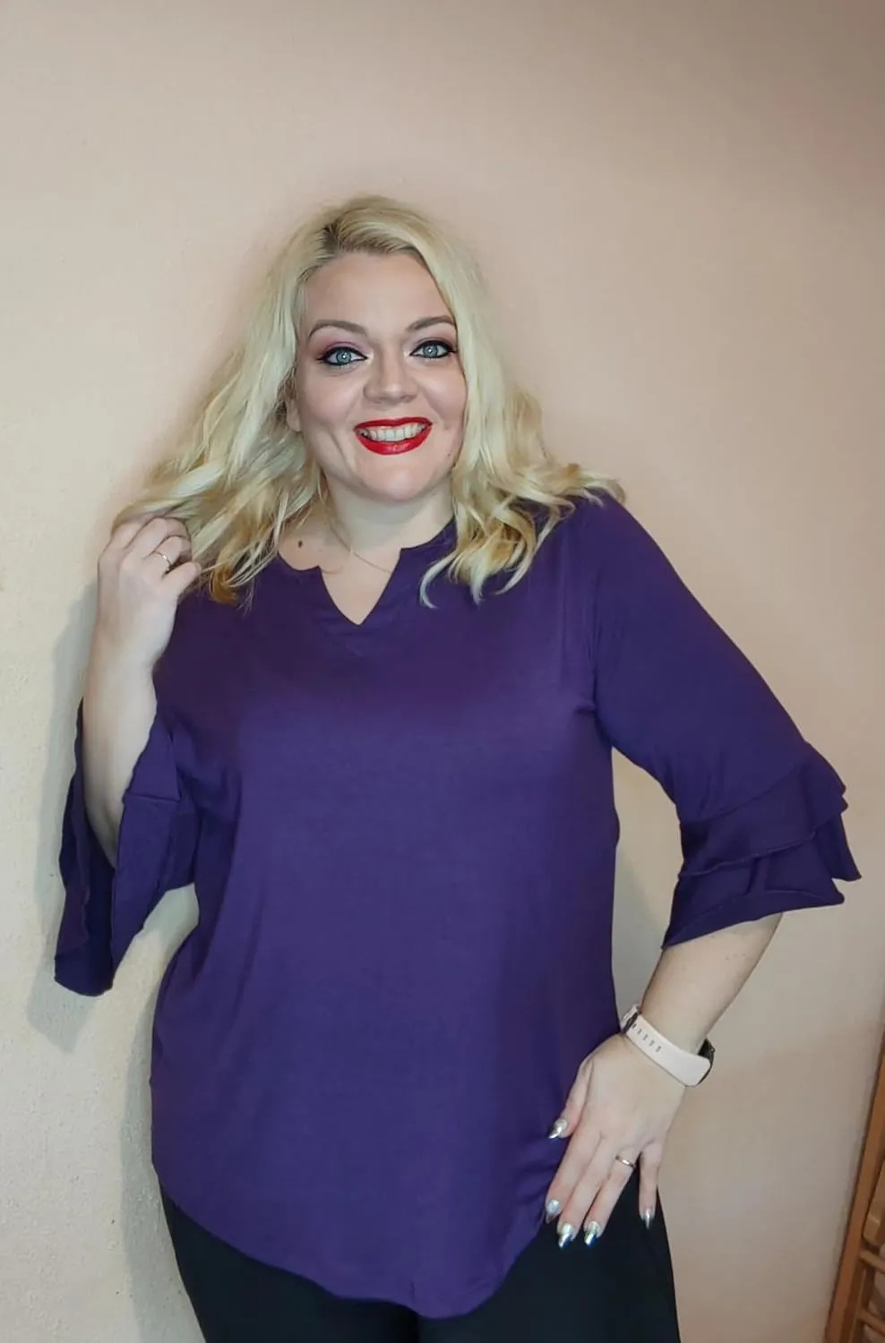 TFSDOD Plus Size Tops for Women V Neck 3/4 Sleeve Dressy Tunics Business Casual Double Layers Shirts(1XL-5XL