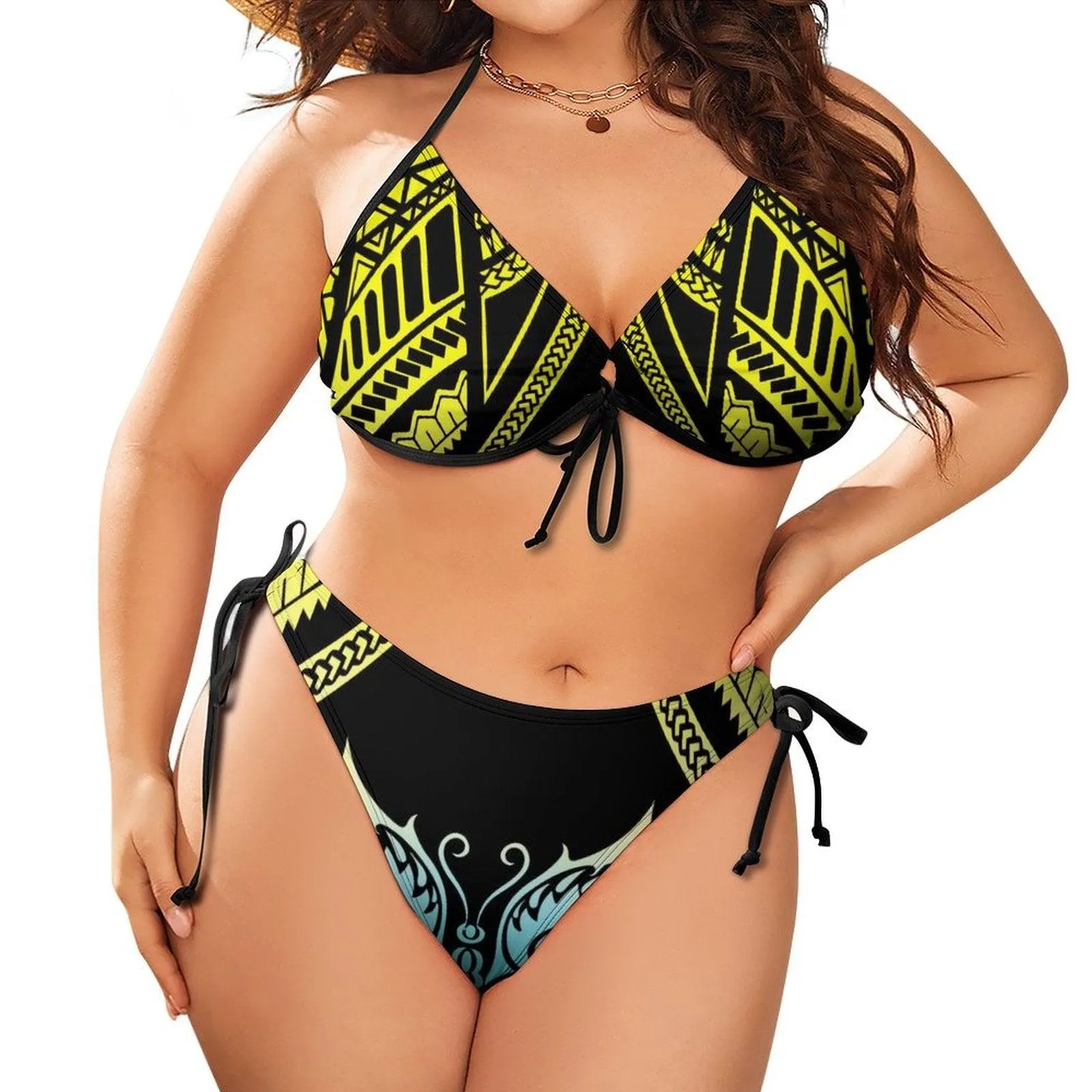 THE BOLD CURVES PLUS SIZE UP BIKINI WITH TIE-UP SIDES