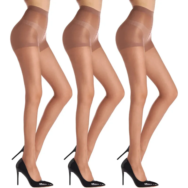 Tights for Women, 3 Pairs Sheer Tights with Control Top Pantyhose