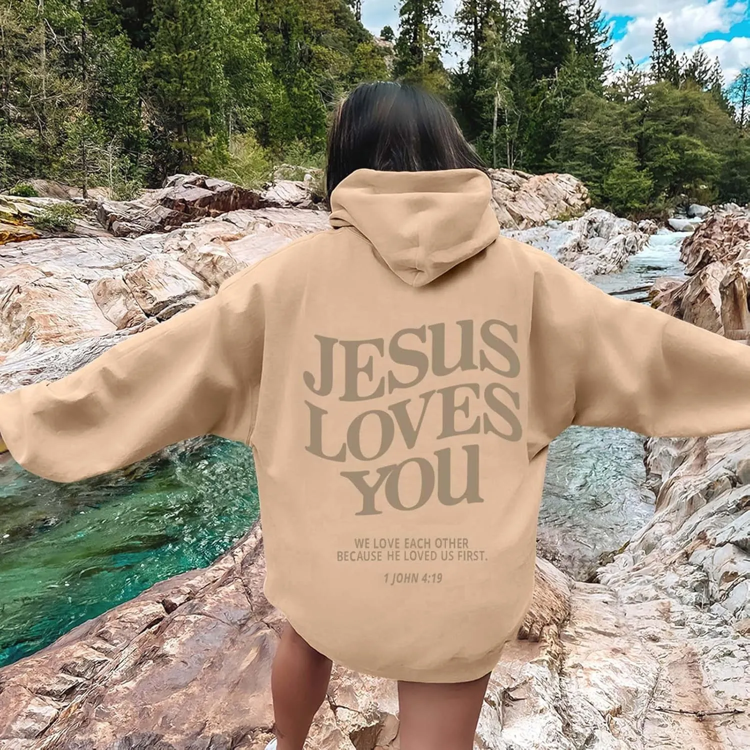 Trust in The Lord Christian Bible Verse Hoodie Jesus Saves Faith Sweatshirt Loose Pullover Harajuku Streetwear