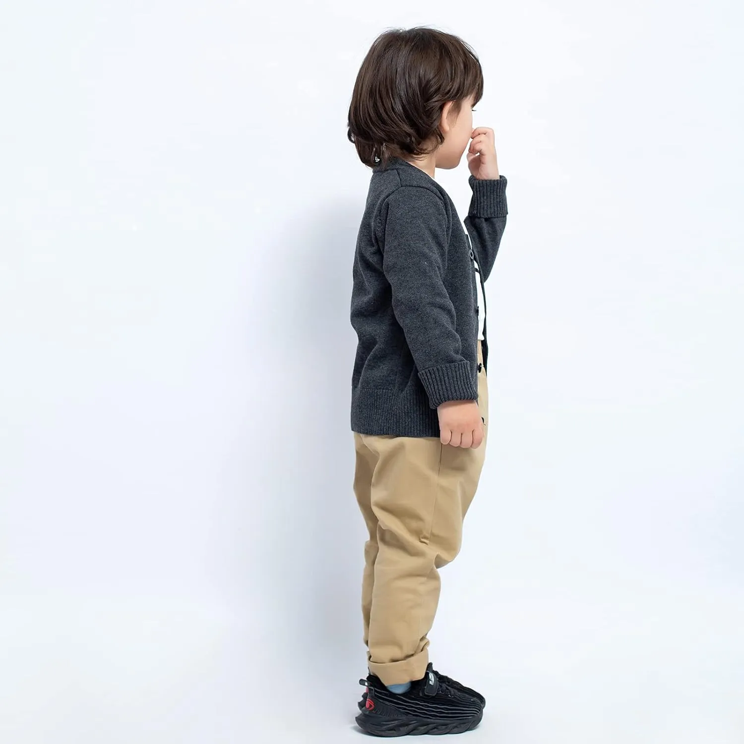 Unisex Boys Girls Cardigans Sweater V-Neck Long Sleeve School Uniforms Button Knit Tops