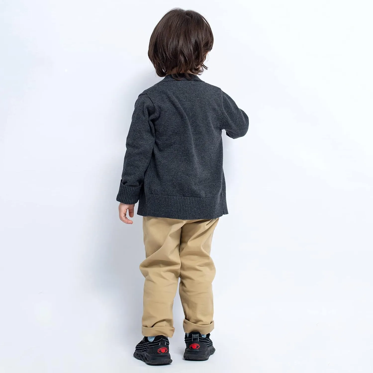 Unisex Boys Girls Cardigans Sweater V-Neck Long Sleeve School Uniforms Button Knit Tops