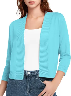 Urban CoCo Women's 3/4 Sleeve Short Cropped Cardigan Sweaters Lightweight Shrug Sweater Jacket for Dresses