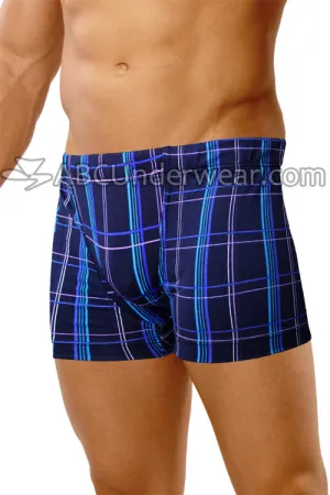 Uzzi Men's Plaid Printed Trunk Swimsuit