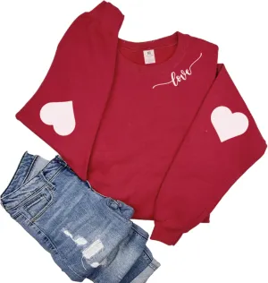 Valentine's Shirt Heart Love Graphic Red Sweatshirts For Women Funny Casual Valentines Long Sleeve Shirts Tops