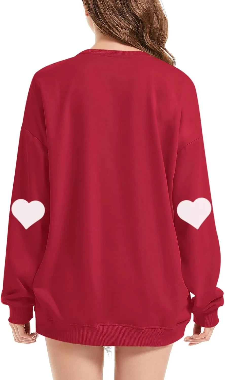 Valentine's Shirt Heart Love Graphic Red Sweatshirts For Women Funny Casual Valentines Long Sleeve Shirts Tops