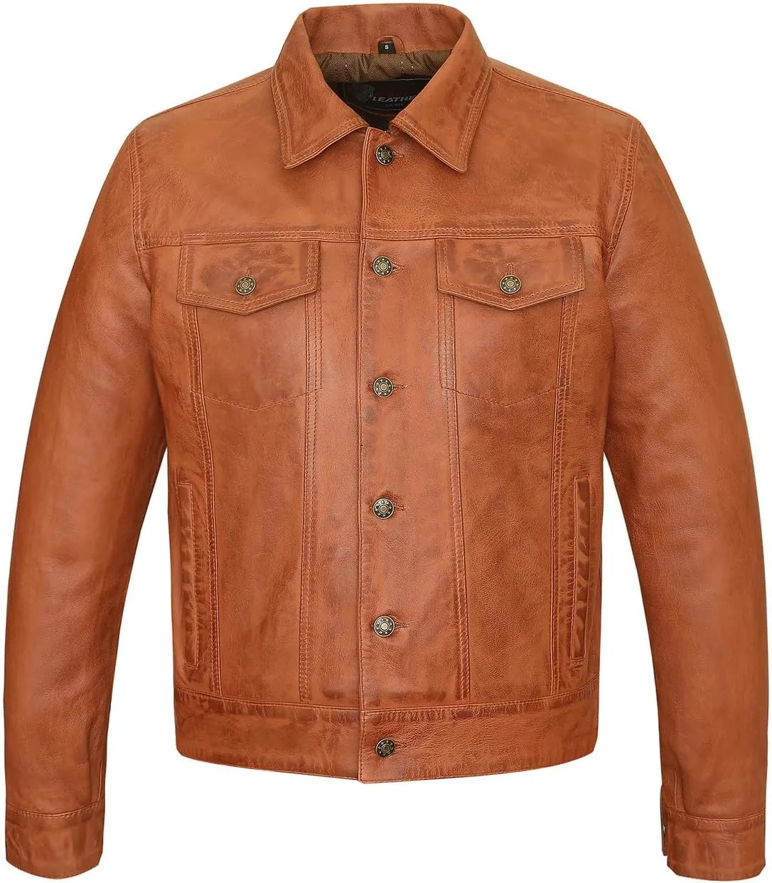 Vance Leather' Men's Black Motorcycle Trucker Premium Leather Jacket
