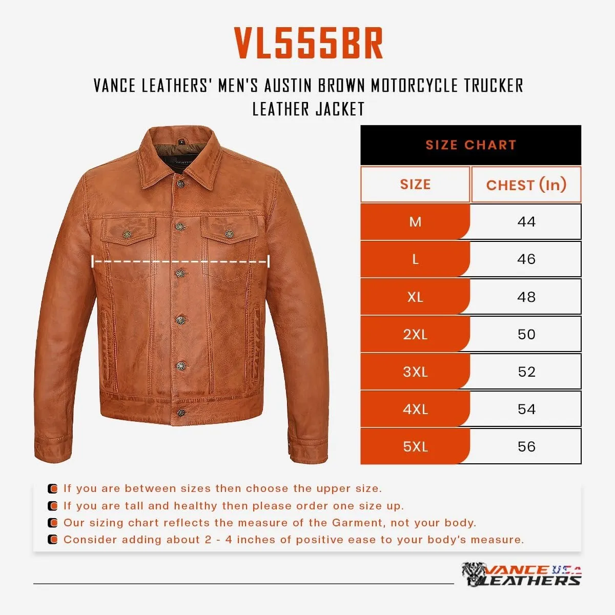 Vance Leather' Men's Black Motorcycle Trucker Premium Leather Jacket