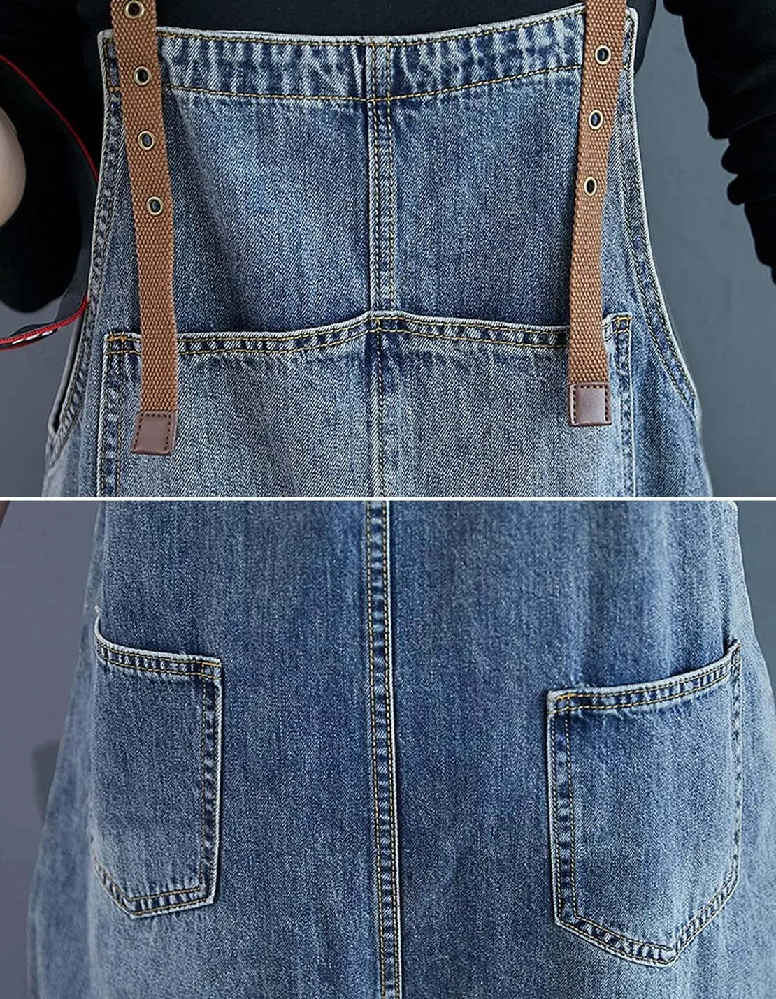VIEWON Women's Casual Print Denim Overalls Adjustable Straps Loose Baggy Bib Jeans Jumpsuit Rompers Harem Pants