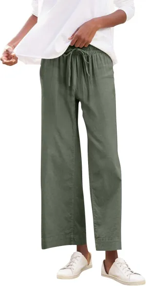 Wide Leg Linen Pants for Women 2025 Trendy Summer Button Zipper Pants High Rise with Pockets Y2K Solid Beach Trousers