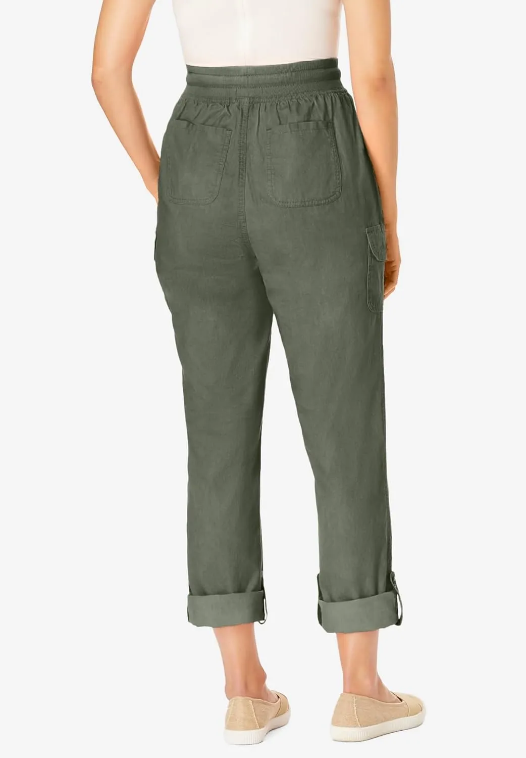 Woman Within Plus Size Convertible 2-in-1 Cargo Pant & Capri Elastic Waist