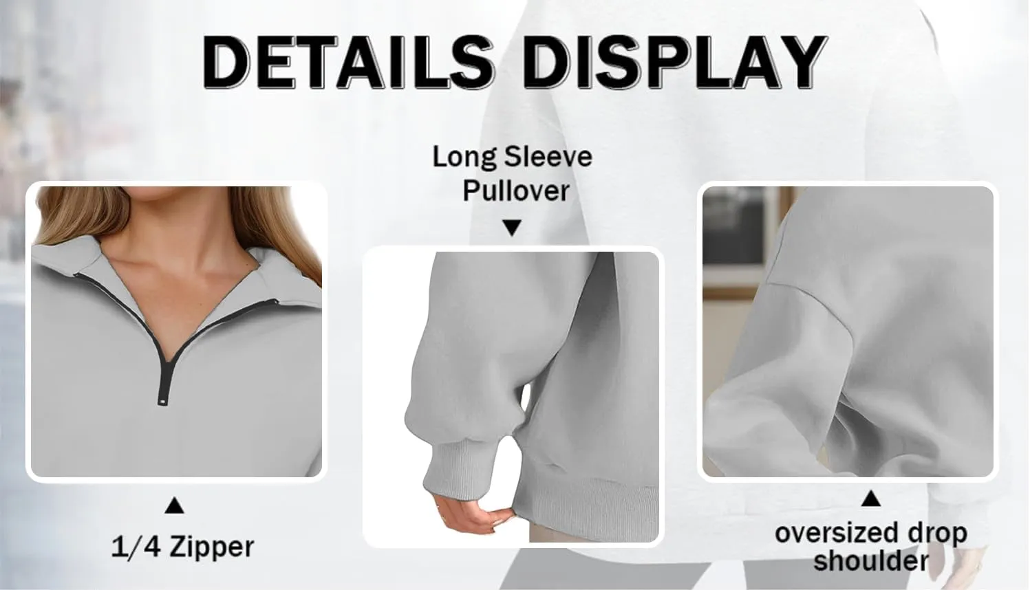 Women Half Zip Oversized Sweatshirts Fall Fashion Hoodies Pullover Long Sleeve Shirts Clothes