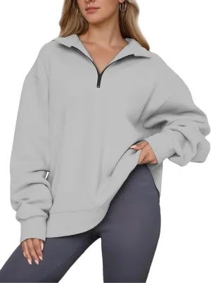Women Half Zip Oversized Sweatshirts Fall Fashion Hoodies Pullover Long Sleeve Shirts Clothes