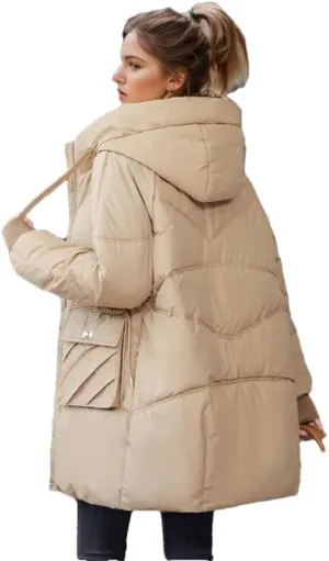 Women Loose Thicken Cotton Padded Coats Casual Hoodies Big Pockets Long Sleeve Down Jackets Winter Outerwears