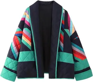 Women Oversize Cotton Padded Coat Long Sleeve Open Front Loose Jacket Top Parkas