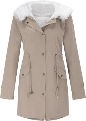 Women Padded Long Parkas Coat Female Loose Long Cotton Hooded Overcoat Winter Plus Sizethick Warm Jacket Khaki