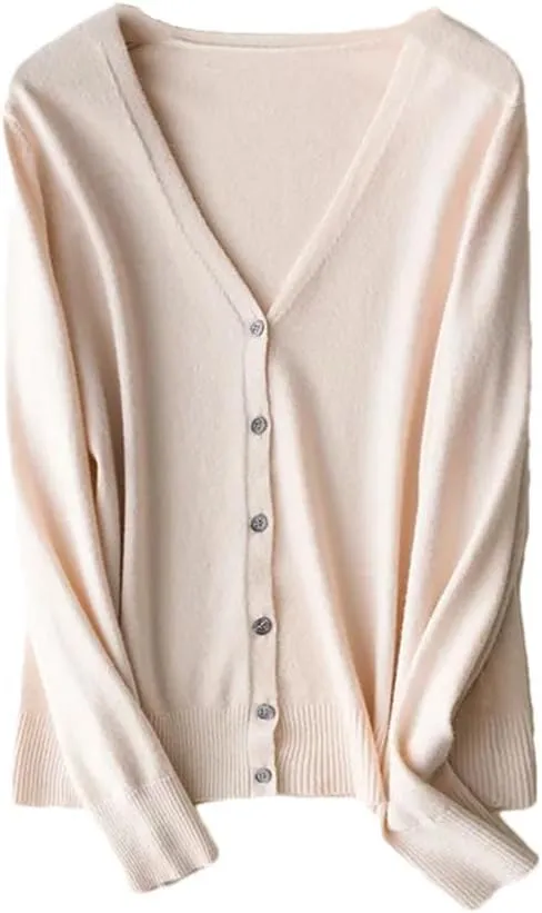 Women V-Neck Single Breasted Cardigan Sweater Long Sleeve Cardigans Knit Outwear