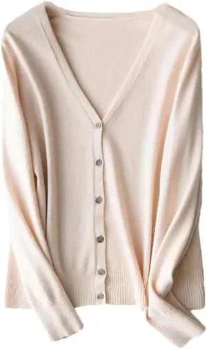 Women V-Neck Single Breasted Cardigan Sweater Long Sleeve Cardigans Knit Outwear