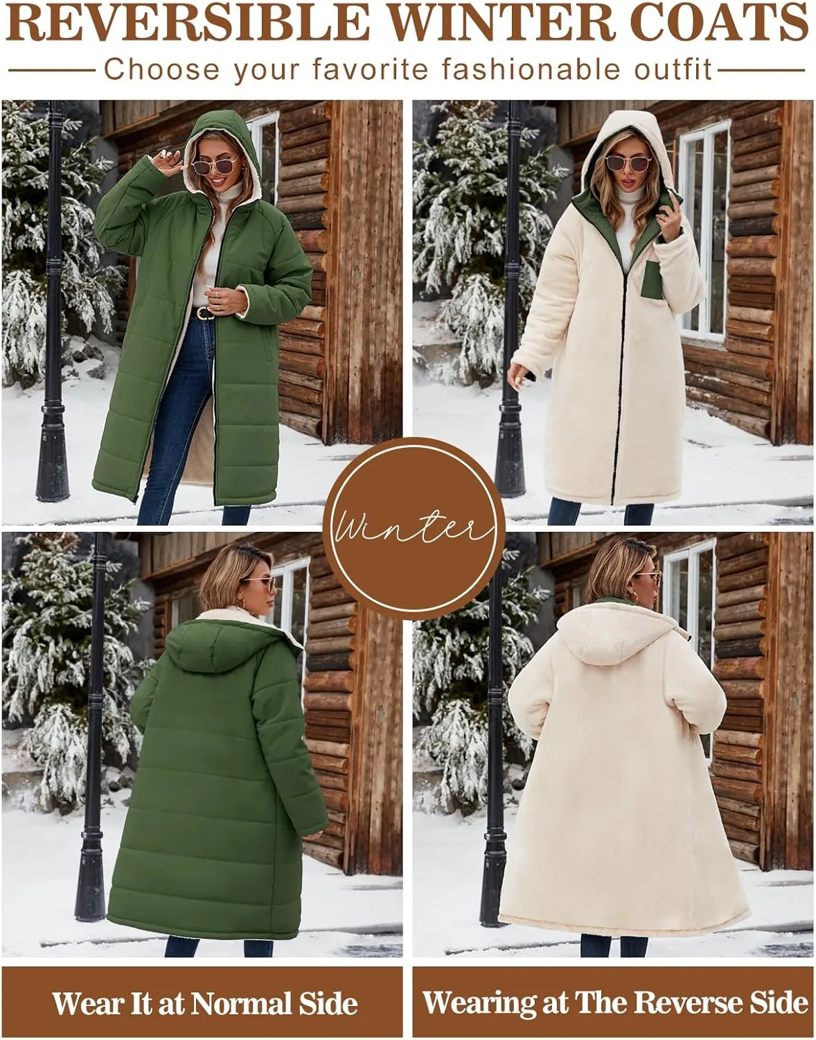 Women Winter Coats Fleece Long Coats Jackets Oversized Warm Down Jacket with Hood