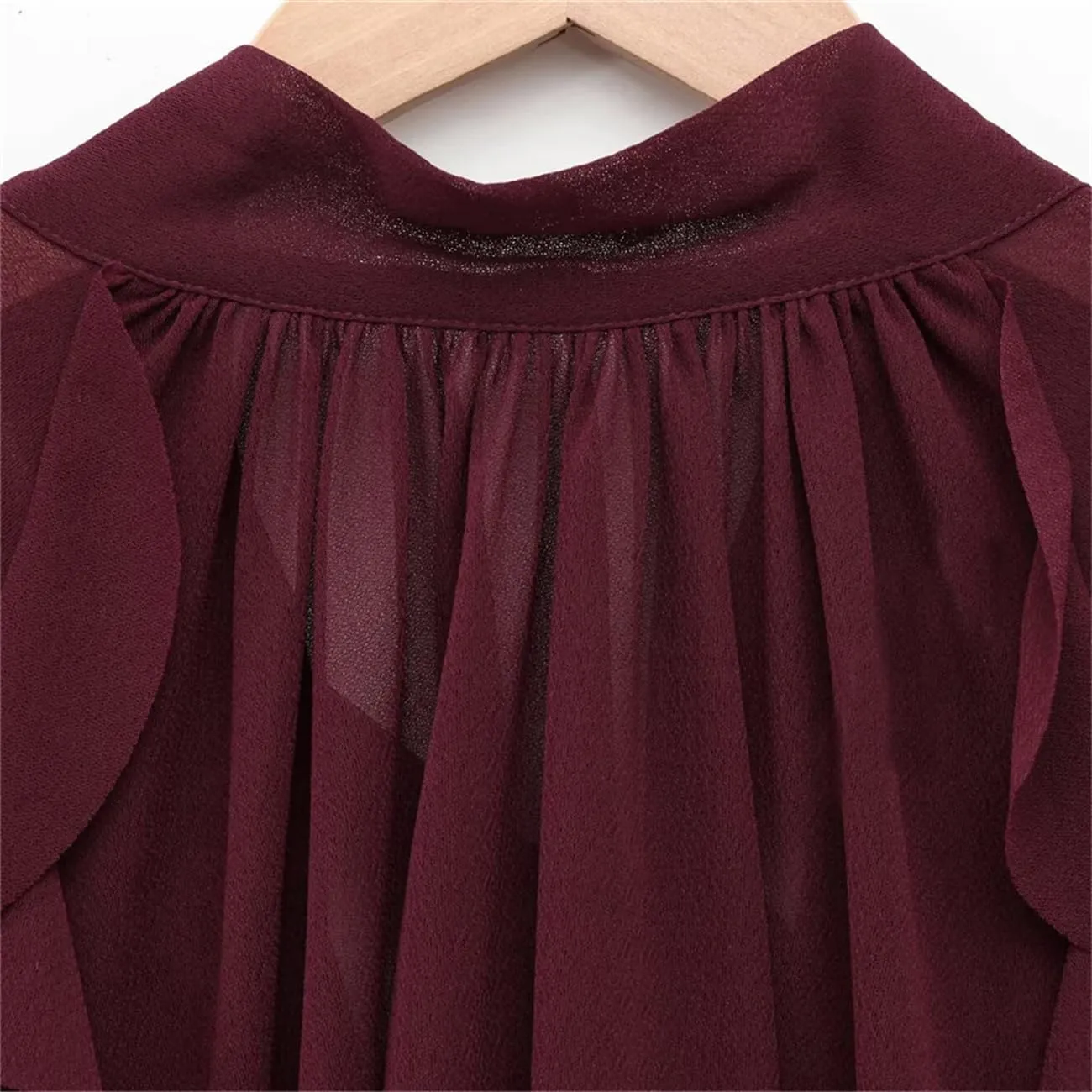 Women's Bow Layered Decorative Cloak Coat Solid Color Loose Spring Casual Top