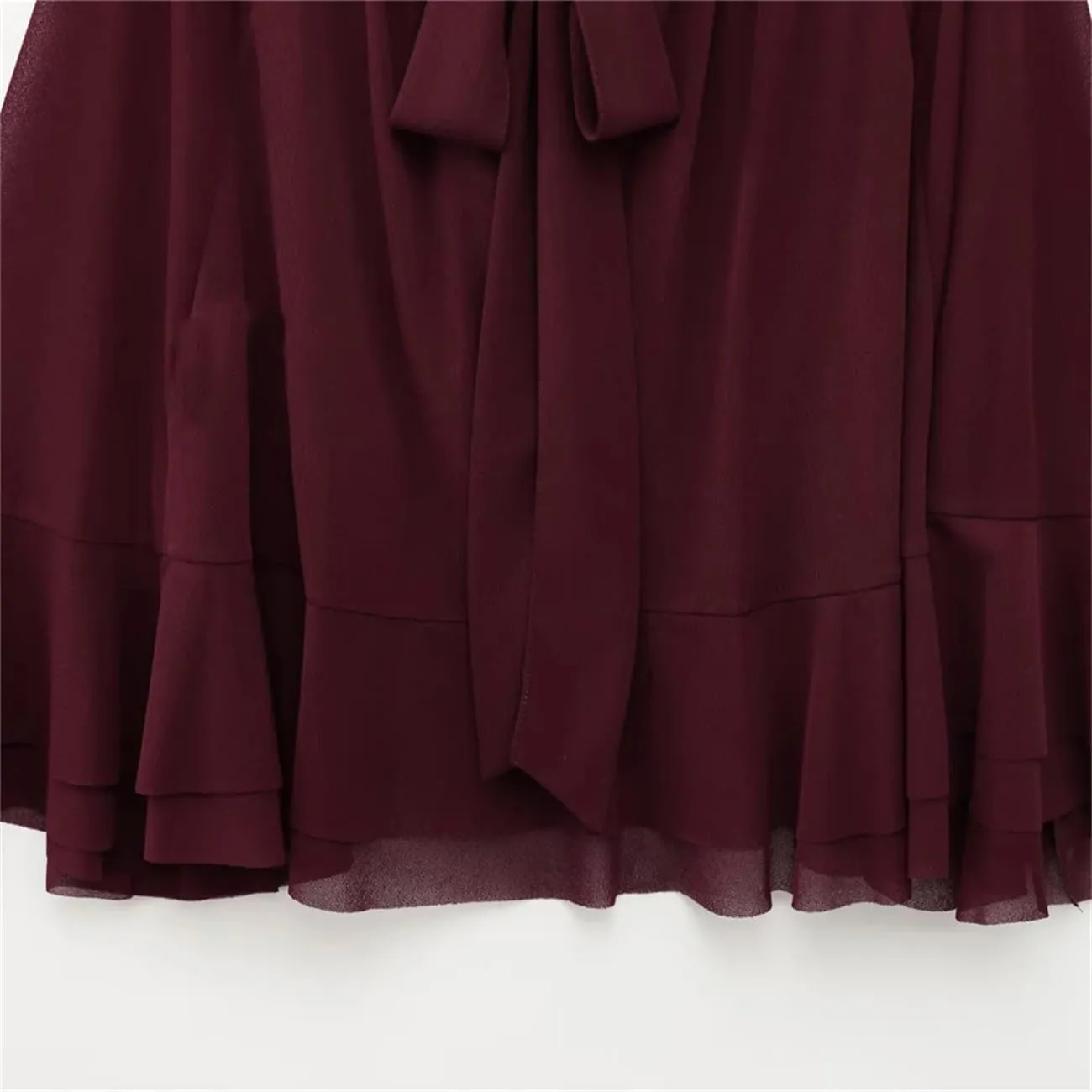 Women's Bow Layered Decorative Cloak Coat Solid Color Loose Spring Casual Top