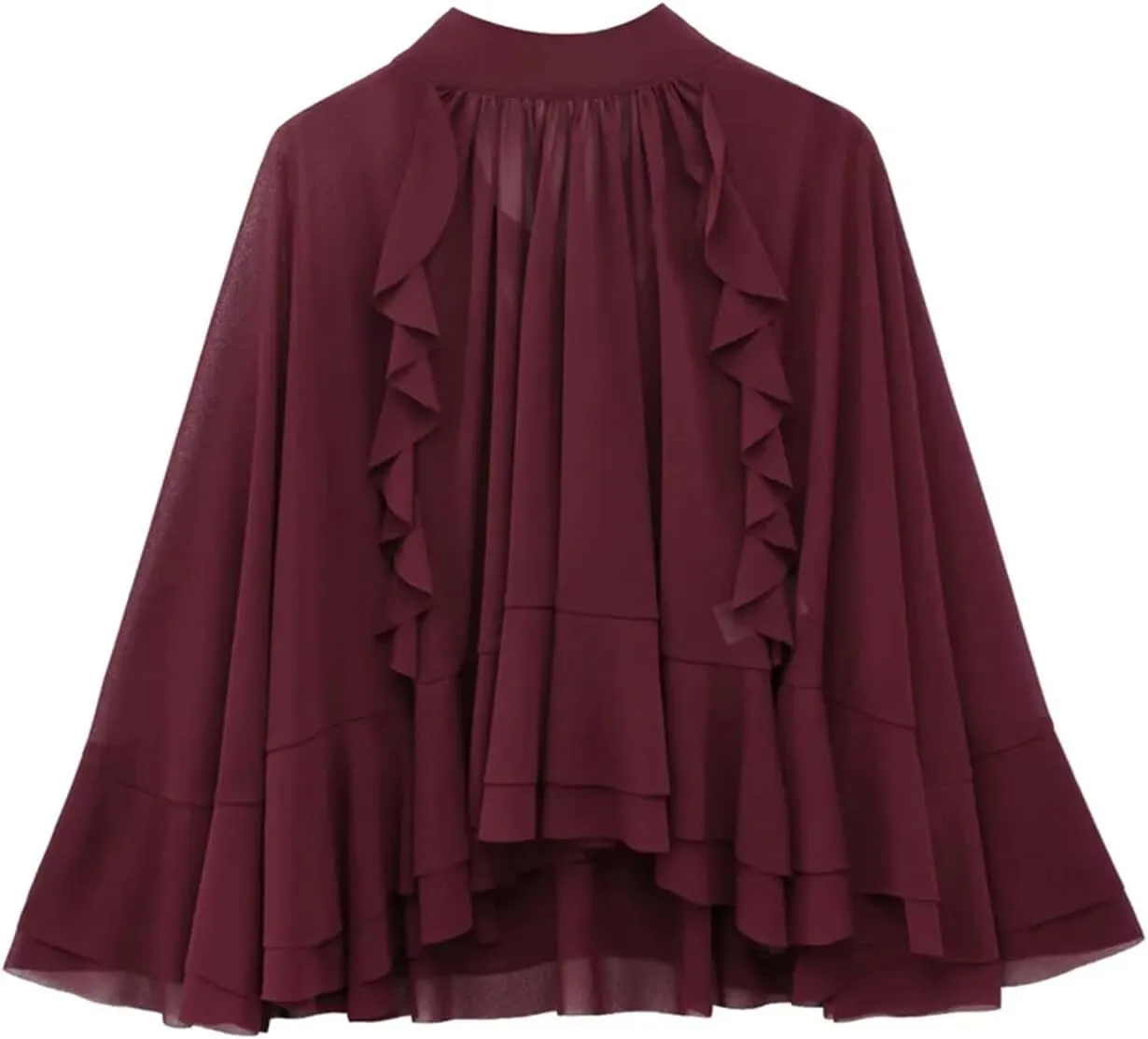 Women's Bow Layered Decorative Cloak Coat Solid Color Loose Spring Casual Top