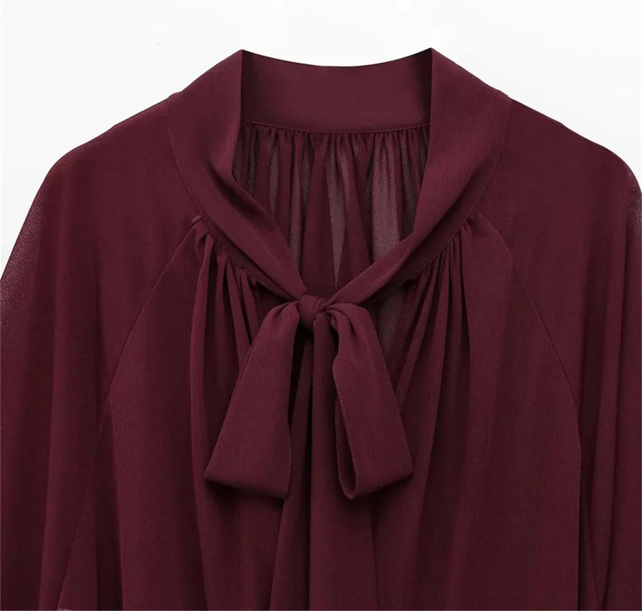 Women's Bow Layered Decorative Cloak Coat Solid Color Loose Spring Casual Top