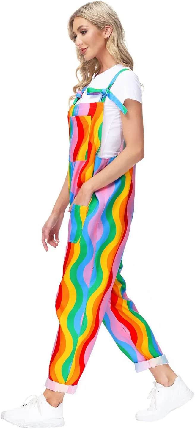 Women's Casual Baggy Overalls Jumpsuit Summer Sleeveless Suspender Romper Pants with Pockets
