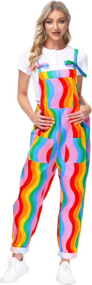Women's Casual Baggy Overalls Jumpsuit Summer Sleeveless Suspender Romper Pants with Pockets
