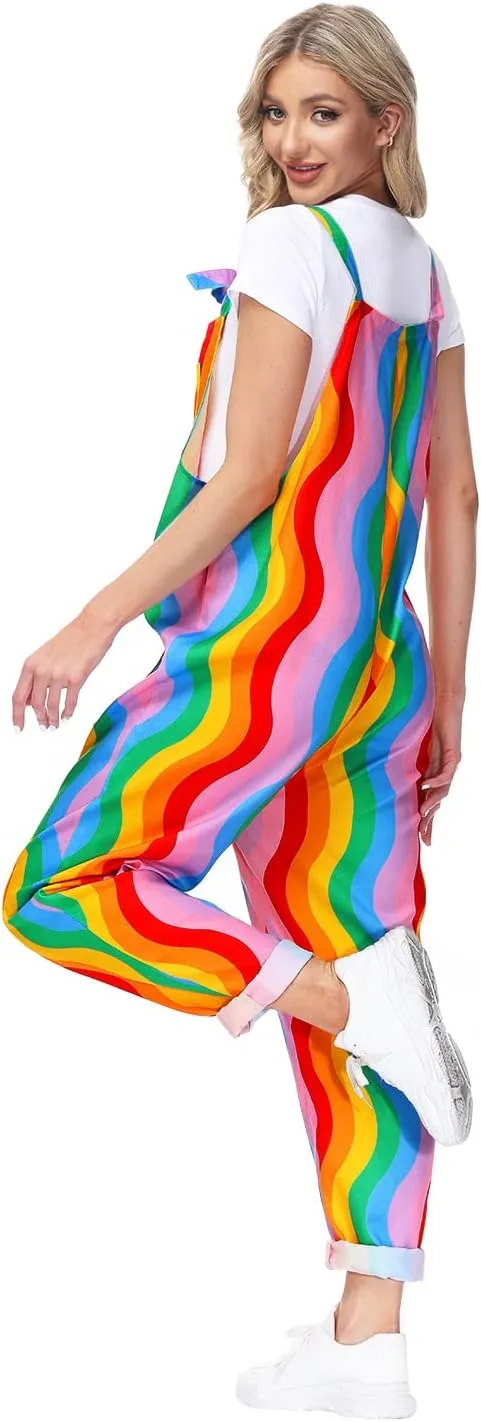 Women's Casual Baggy Overalls Jumpsuit Summer Sleeveless Suspender Romper Pants with Pockets