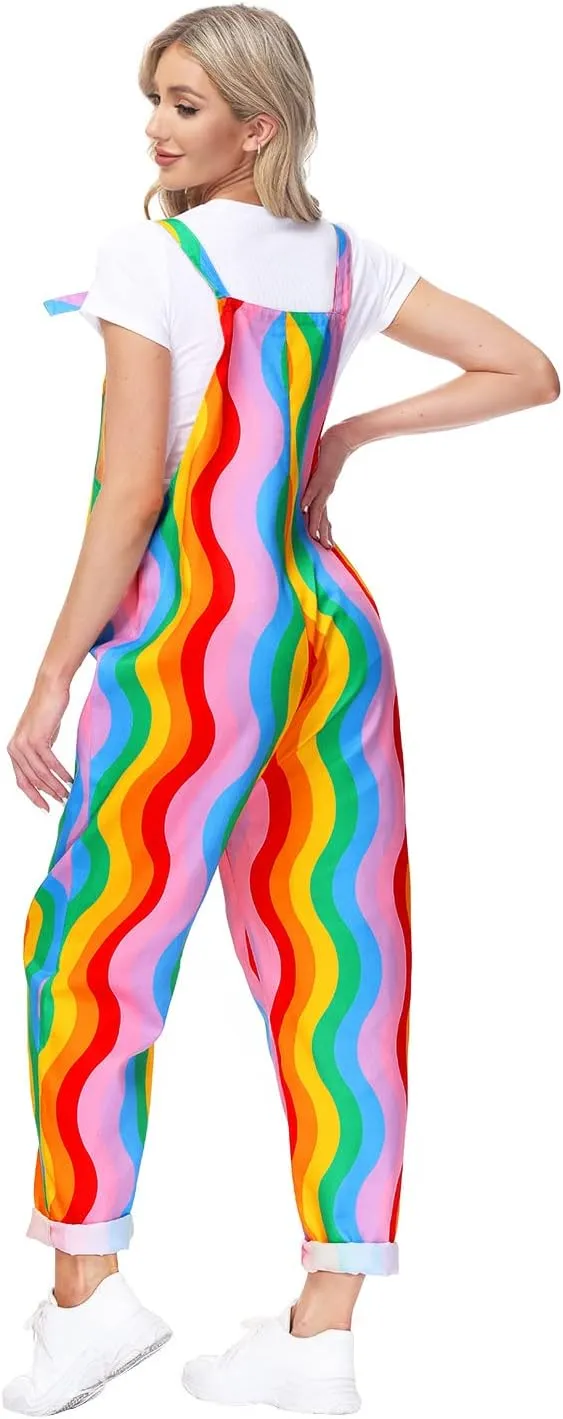 Women's Casual Baggy Overalls Jumpsuit Summer Sleeveless Suspender Romper Pants with Pockets