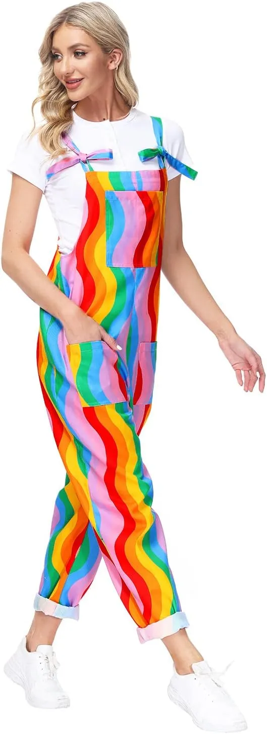 Women's Casual Baggy Overalls Jumpsuit Summer Sleeveless Suspender Romper Pants with Pockets