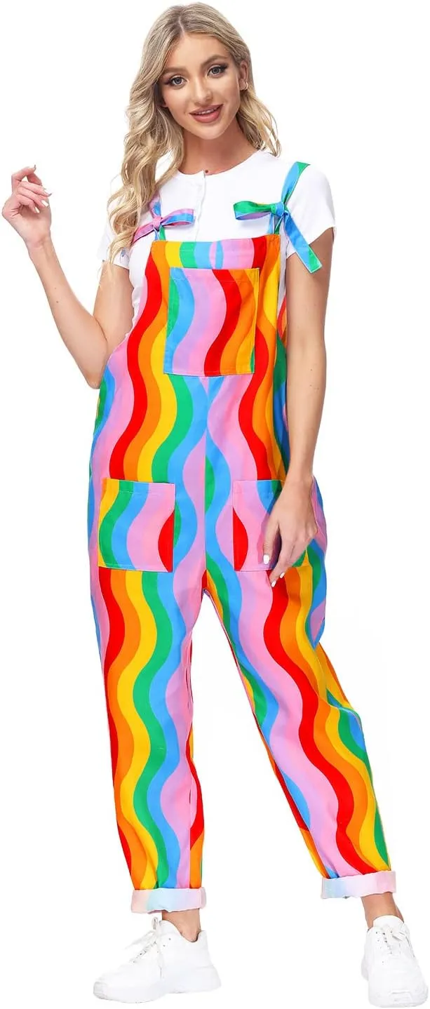 Women's Casual Baggy Overalls Jumpsuit Summer Sleeveless Suspender Romper Pants with Pockets