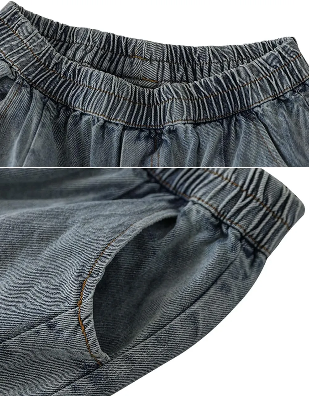 Women's Casual Harem Jeans Elastic Waist Denim Pants Trousers