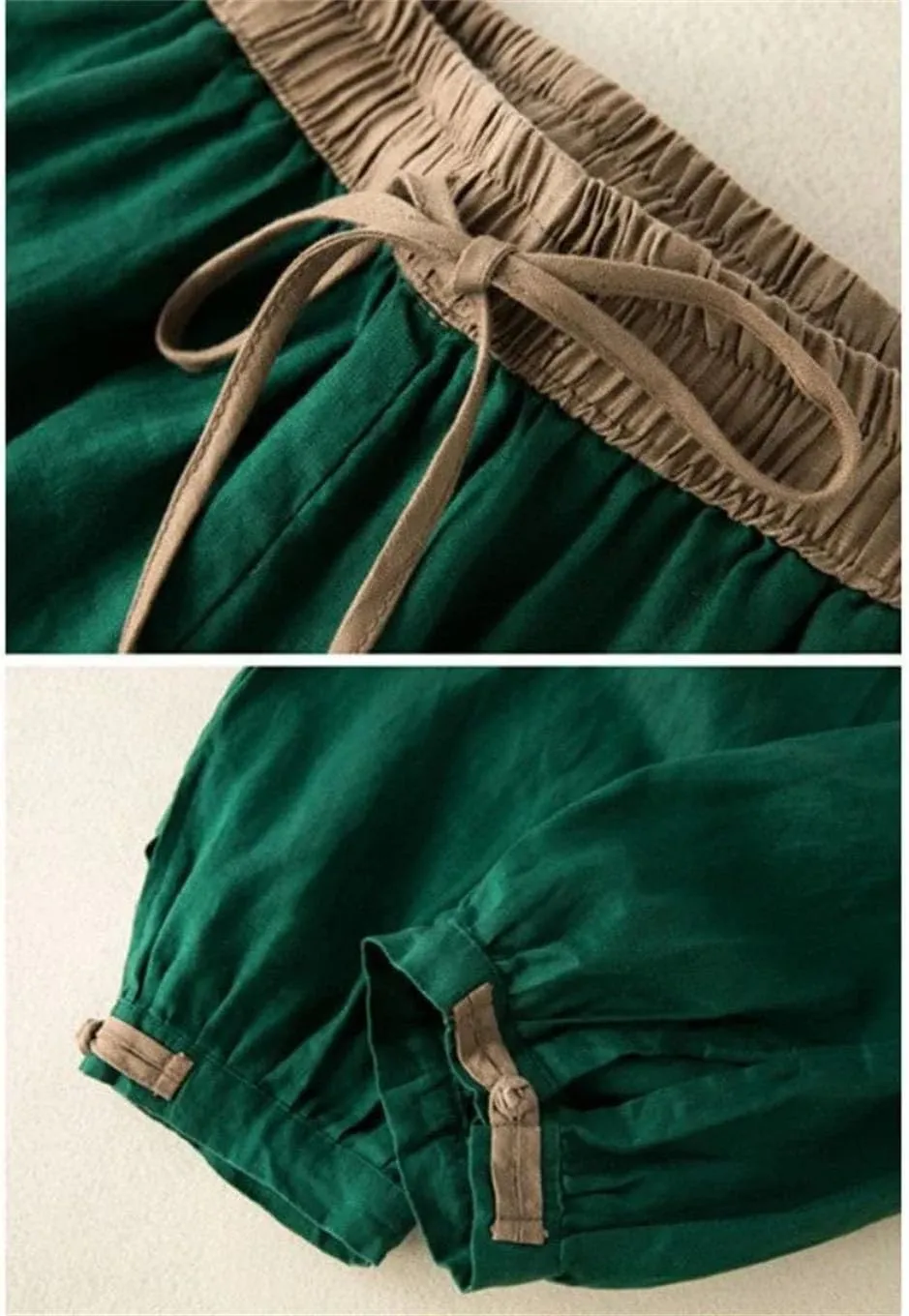 Women's Cotton and Linen Harem Pants Elastic Waist Loose Simple Solid Color Casual Pants