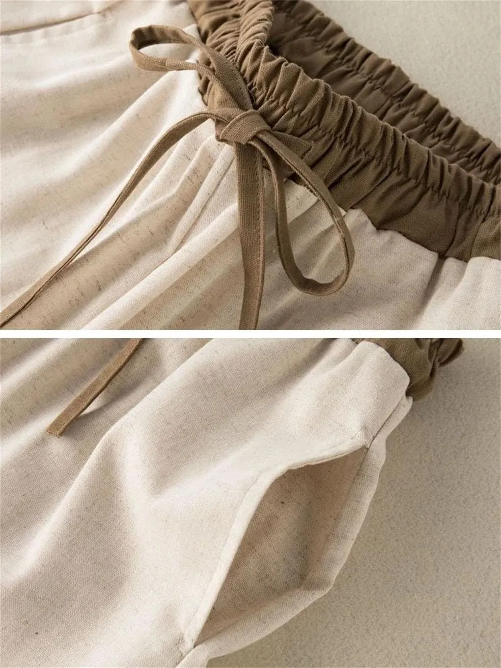 Women's Cotton and Linen Harem Pants Elastic Waist Loose Simple Solid Color Casual Pants