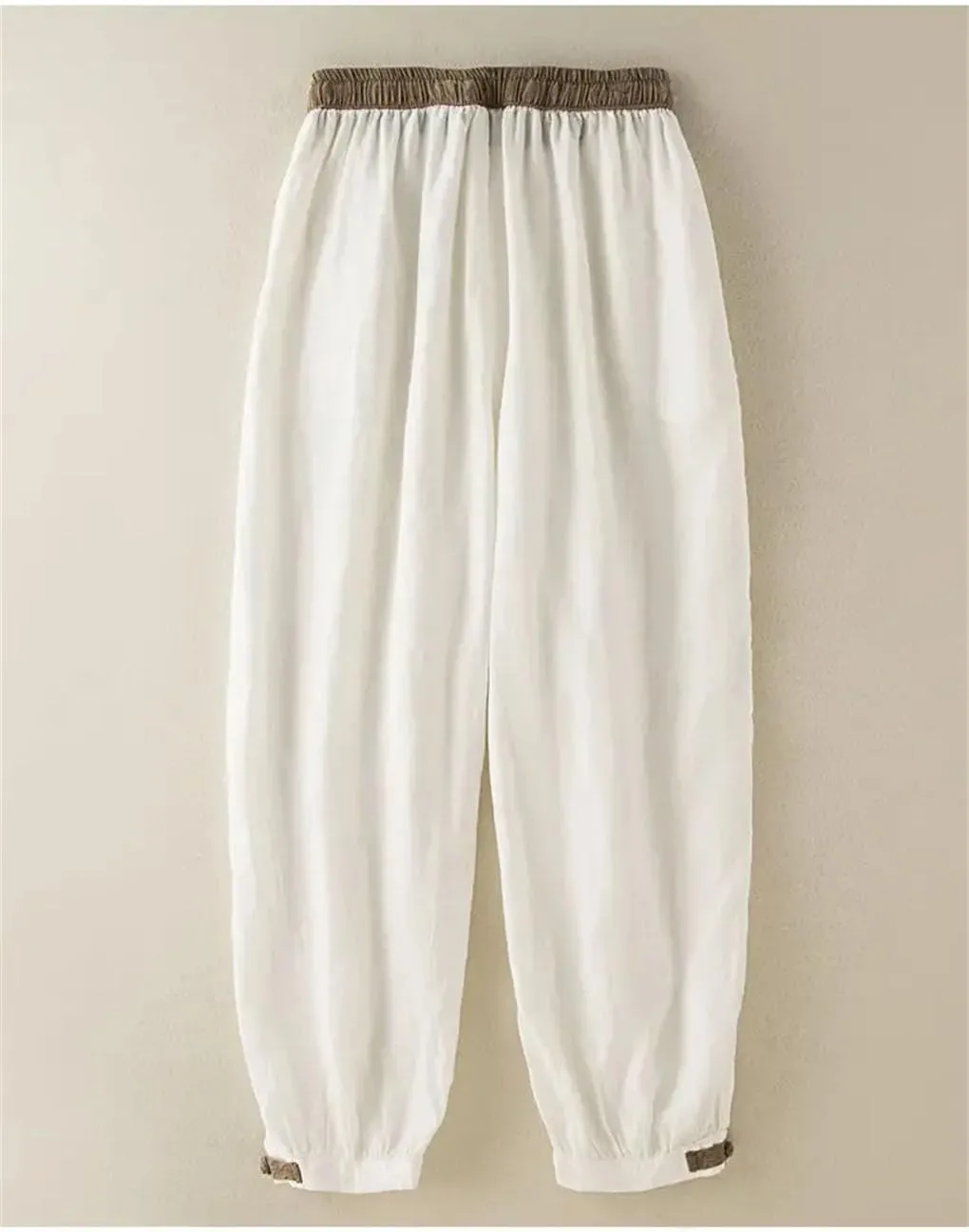 Women's Cotton and Linen Harem Pants Elastic Waist Loose Simple Solid Color Casual Pants