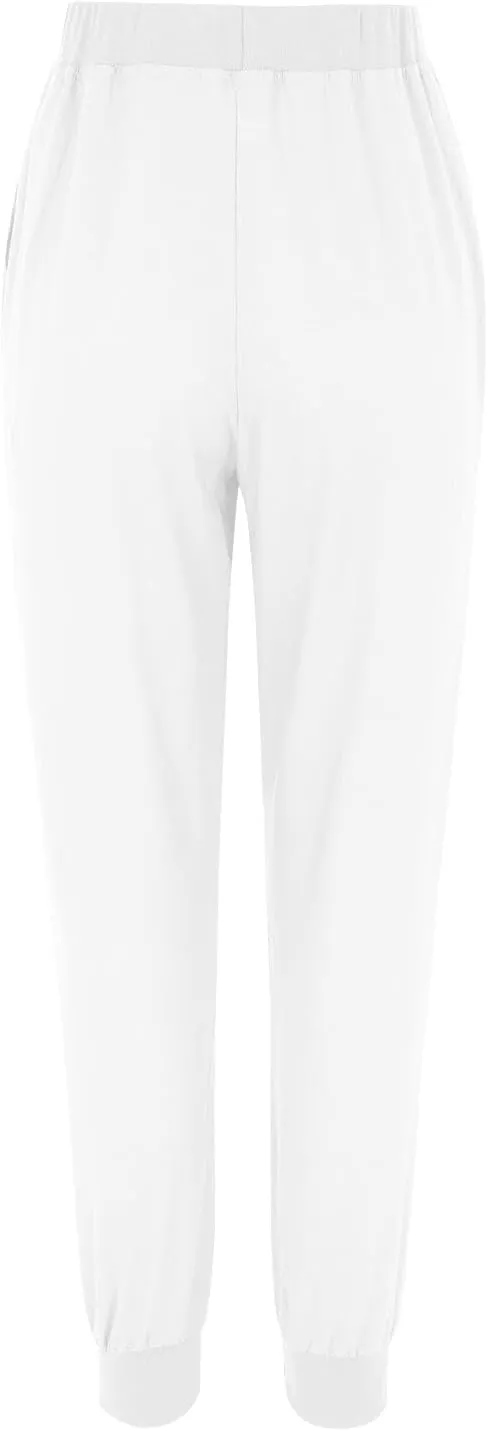 Womens Cotton Linen Tapered Pants Summer Drawstring Elastic Waist Pants Casual Trousers with Pockets