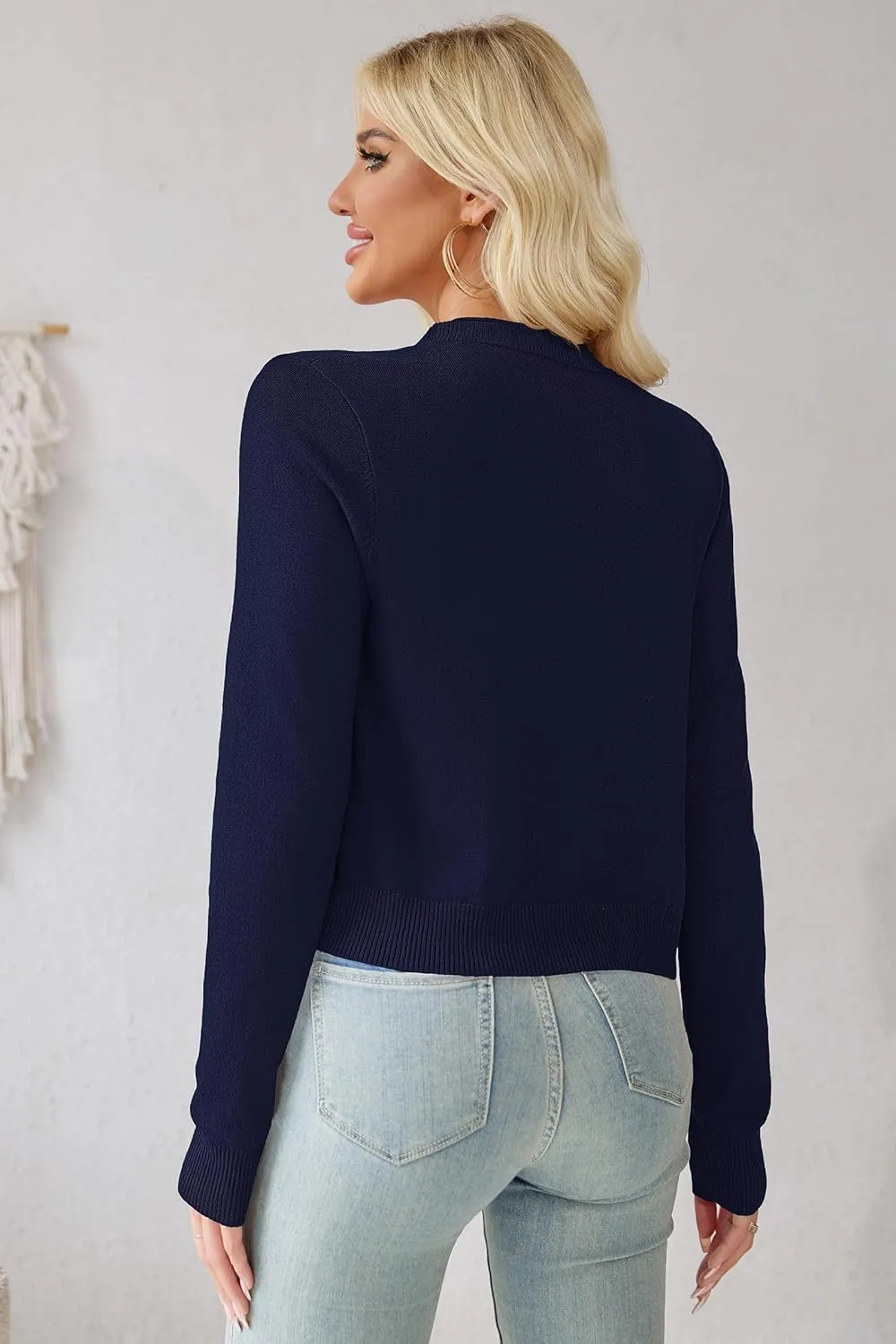 Women's Cropped Cardigan Sweaters Long Sleeve Open Front Bolero Knit Shrugs for Dresses