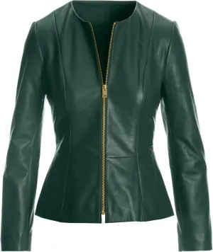 Womens Drowned Black Biker Lambskin Genuine Leather Jacket, Biker Jacket