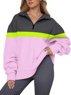 Womens Half Zip Sweatshirts Fall Fashion Oversized Hoodies Pullover Long Sleeve Shirts Clothes