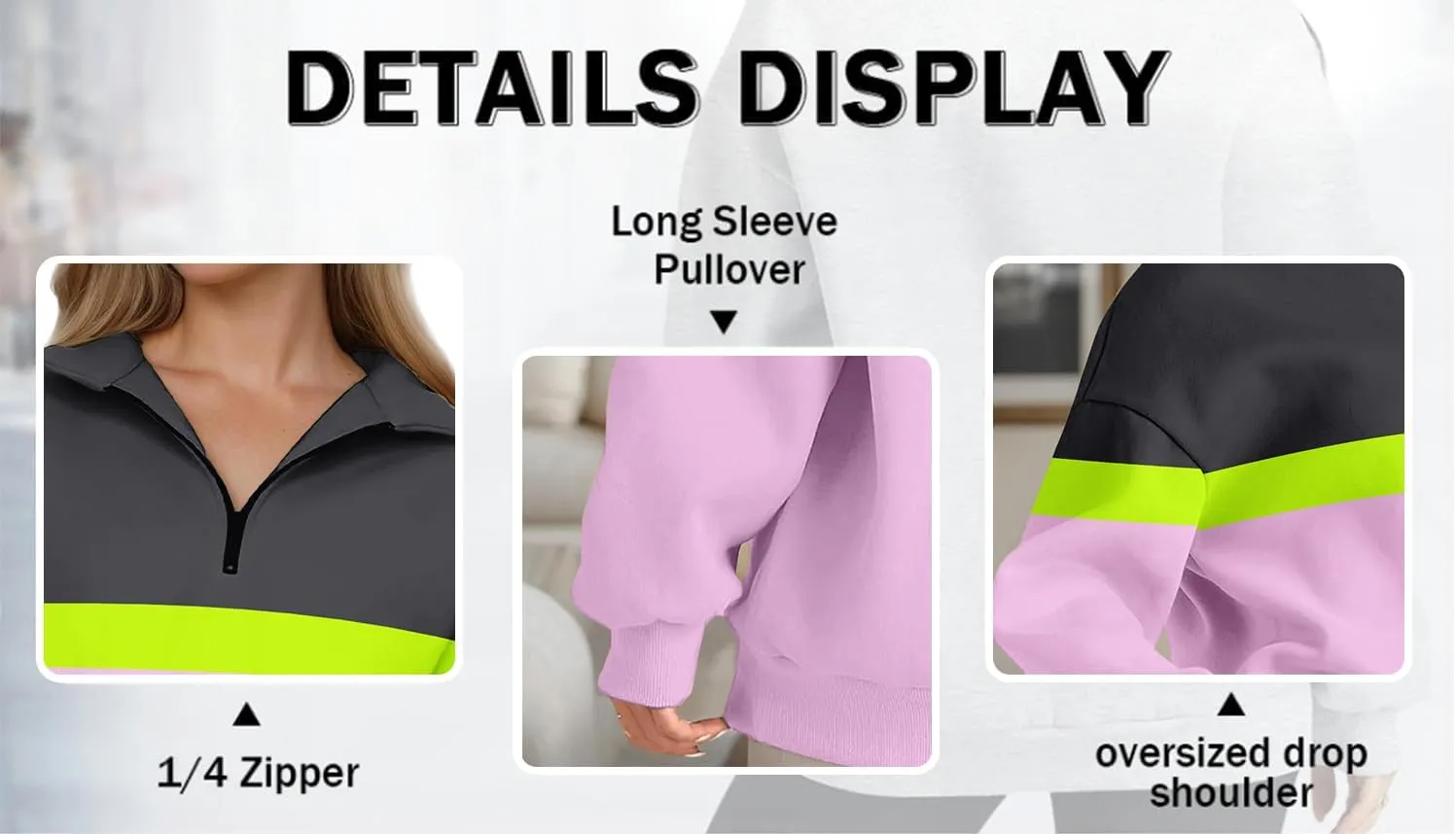 Womens Half Zip Sweatshirts Fall Fashion Oversized Hoodies Pullover Long Sleeve Shirts Clothes