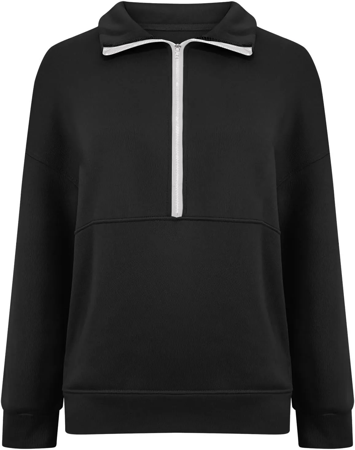 Women's Half Zip Sweatshirts Long Sleeve Drop Shoulder Pullover Casual Oversized Hoodies with Pocket