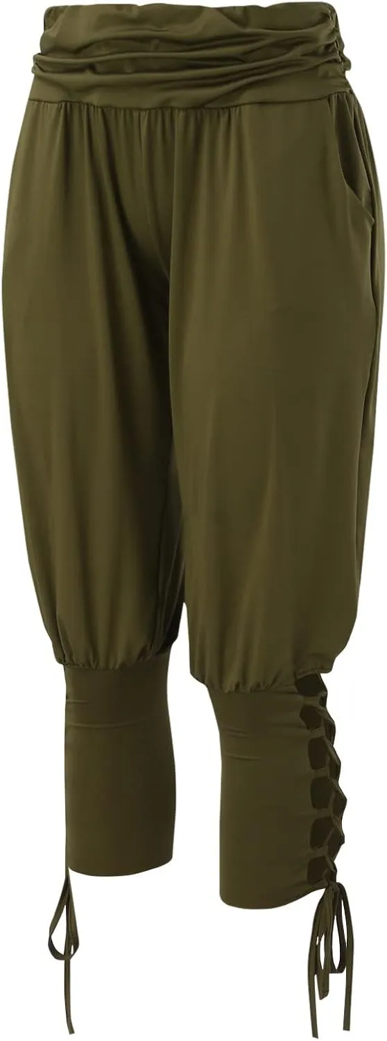 Womens Hippie Ankle Banded Harem Yoga Pants Gypsy Aladdin Pants Medieval Viking Navigator Pirate Renaissance Pants