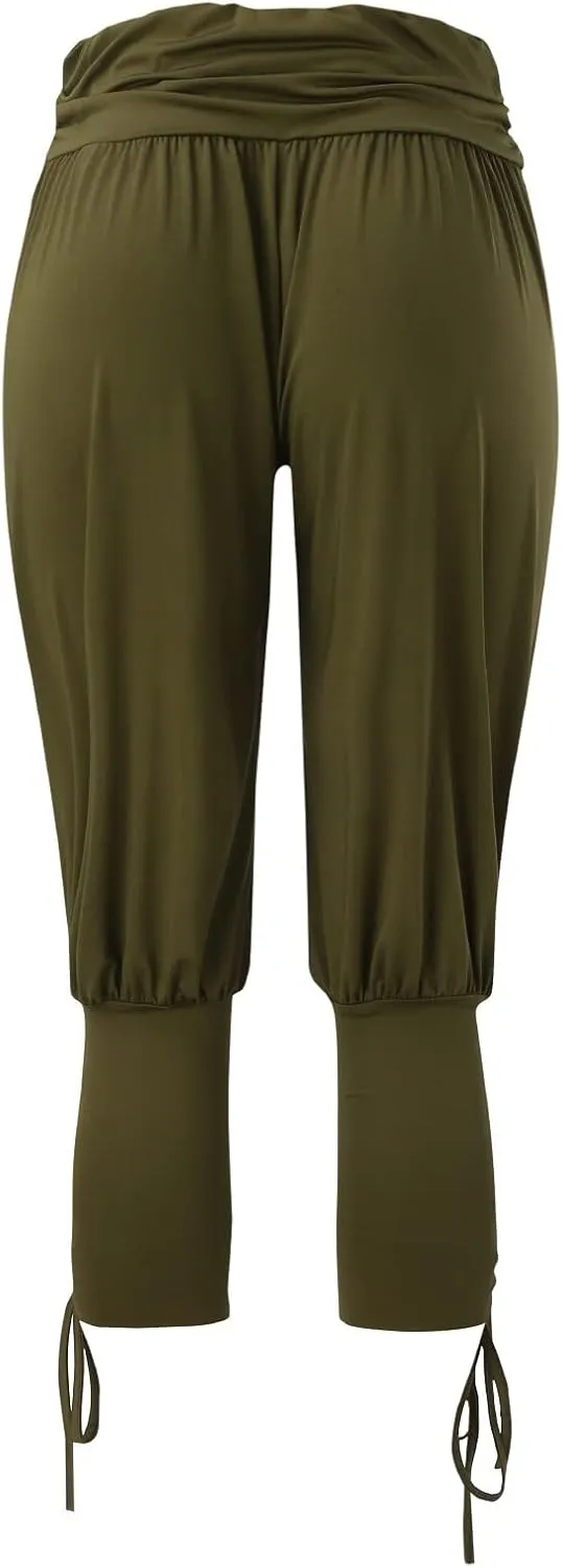 Womens Hippie Ankle Banded Harem Yoga Pants Gypsy Aladdin Pants Medieval Viking Navigator Pirate Renaissance Pants